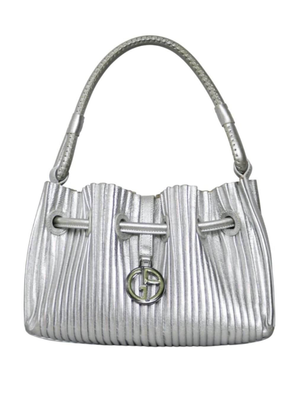 rare Giorgio Armani silver pleated leather bag